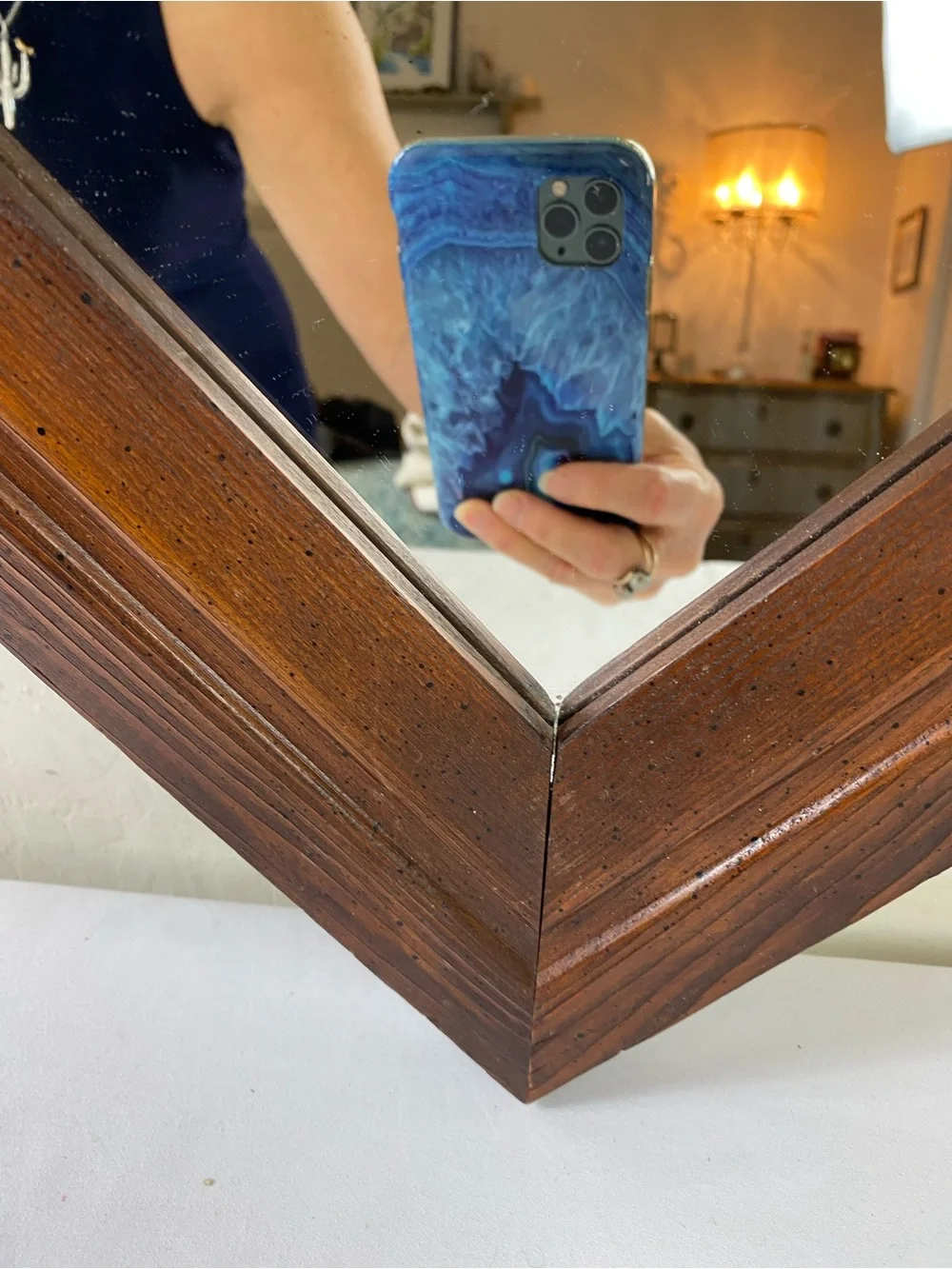 Rustic Brown Wood Framed Wall Mirror - Home Wall Decor Vintage